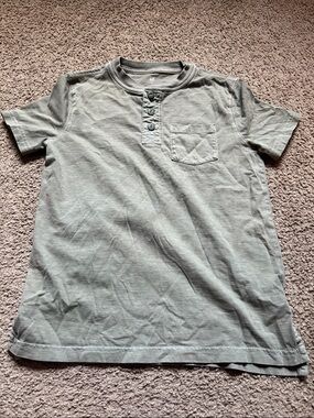 GAP Kids Olive Green Short Sleeve Henley with Chest Pocket